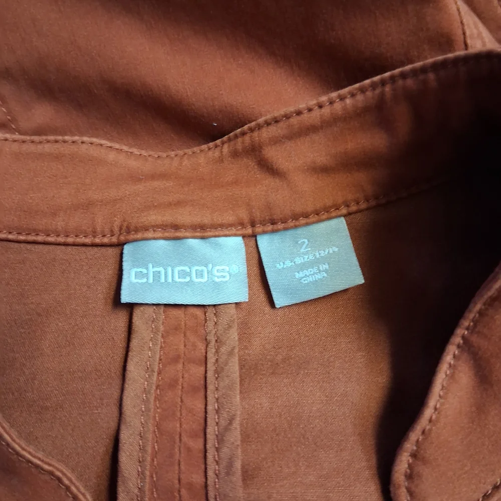 Chico's Burnt Orange Military Jacket Size 2 Usa Size 12/14
